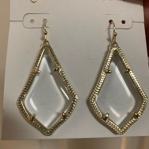Kendra Scott gold earrings with clear stone